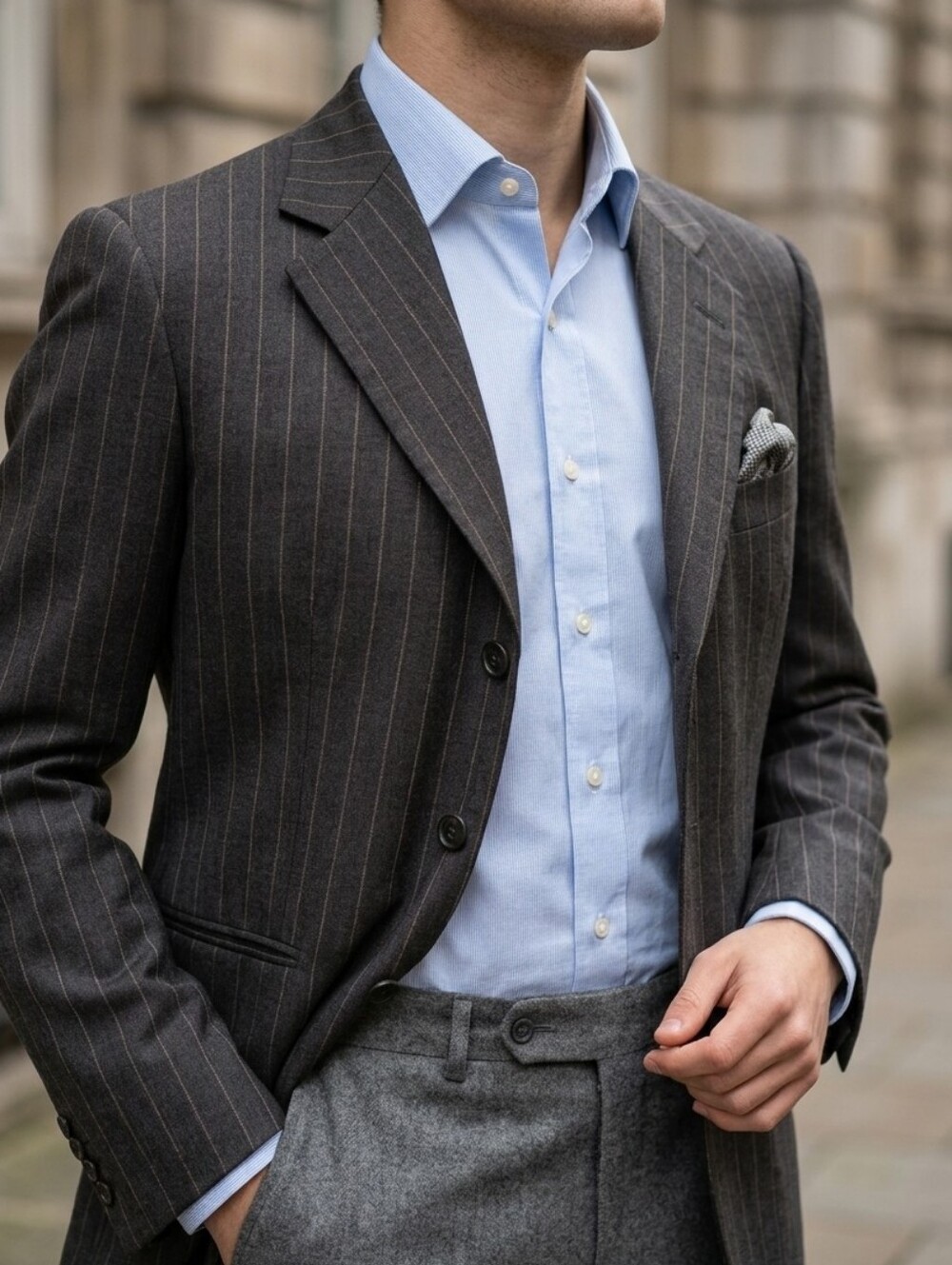 Gieves & Hawkes Greyish/Brownish Pinstripes Jacket